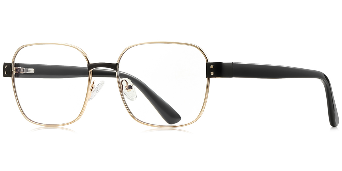 Square Blue Light Blocking Glasses black-gold