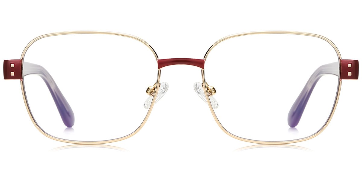 Square Blue Light Blocking Glasses wine_red