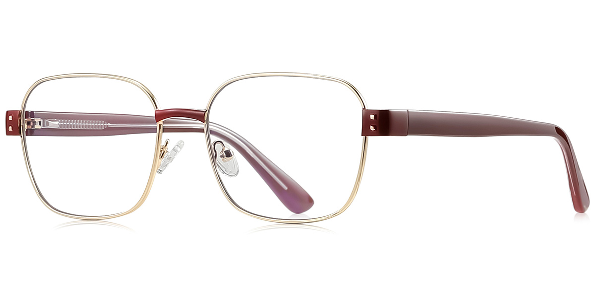 Square Blue Light Blocking Glasses wine_red
