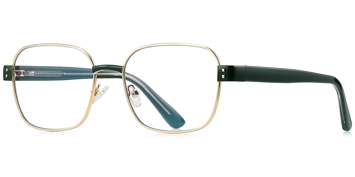 Square Blue Light Blocking Glasses green