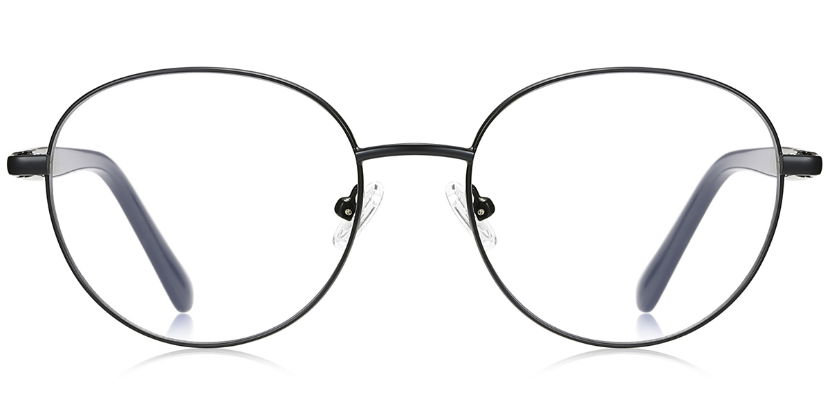 Round Blue Light Blocking Glasses black
