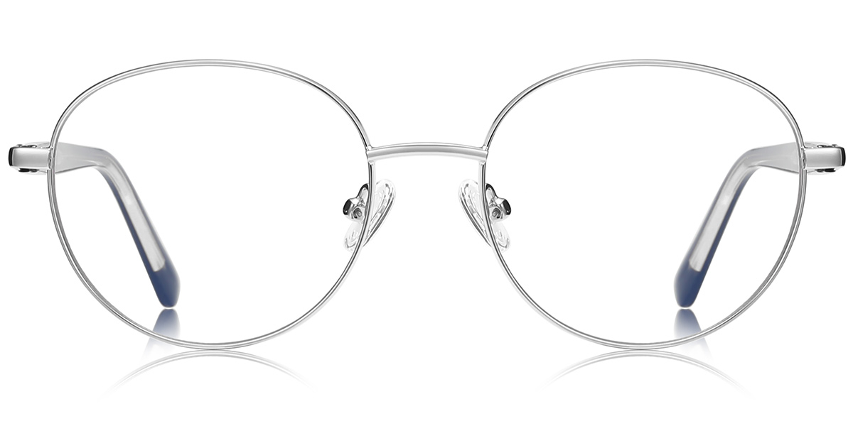 Round Blue Light Blocking Glasses silver