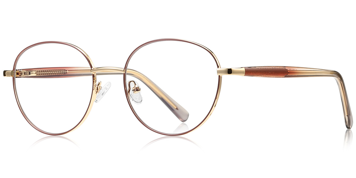 Round Blue Light Blocking Glasses brown