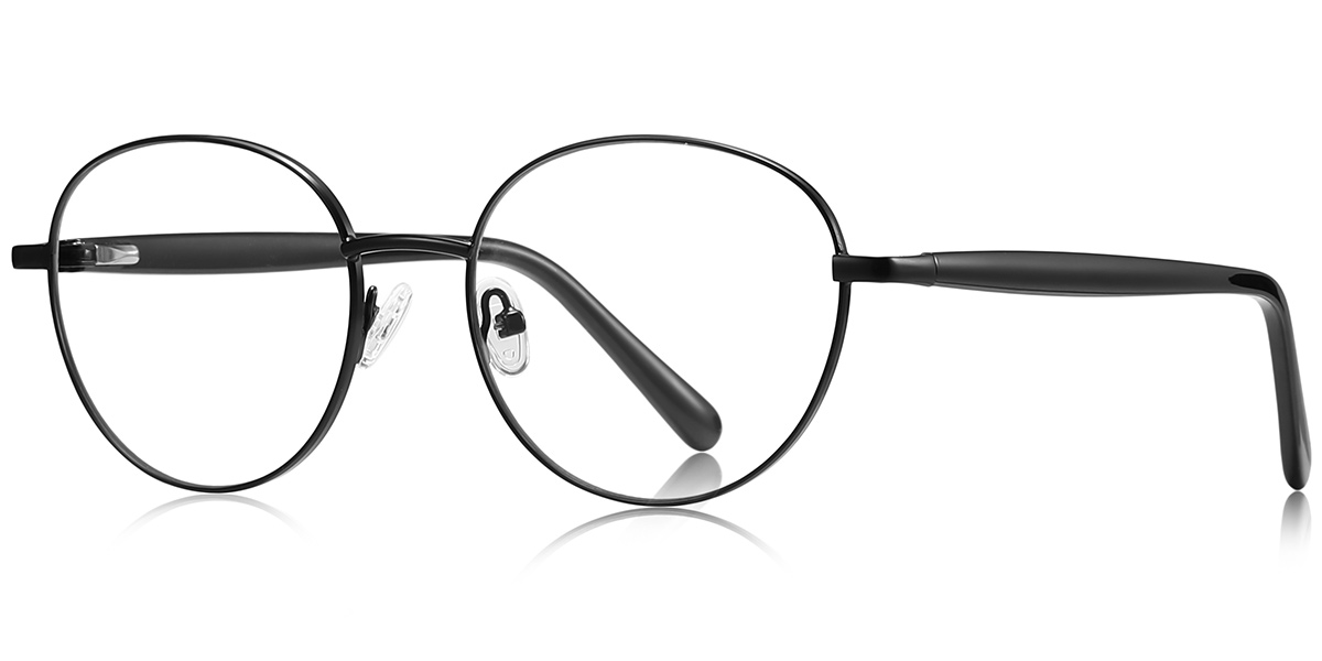 Round Blue Light Blocking Glasses black