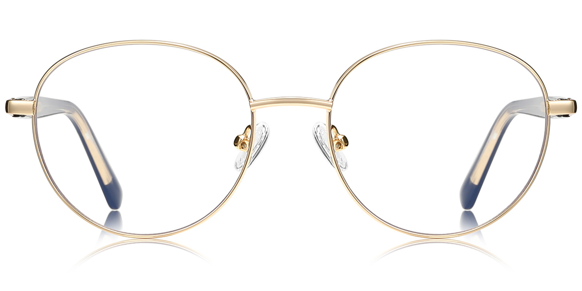 Round Blue Light Blocking Glasses gold