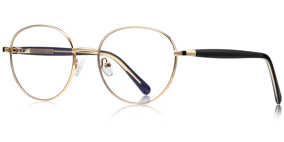 Round Blue Light Blocking Glasses gold