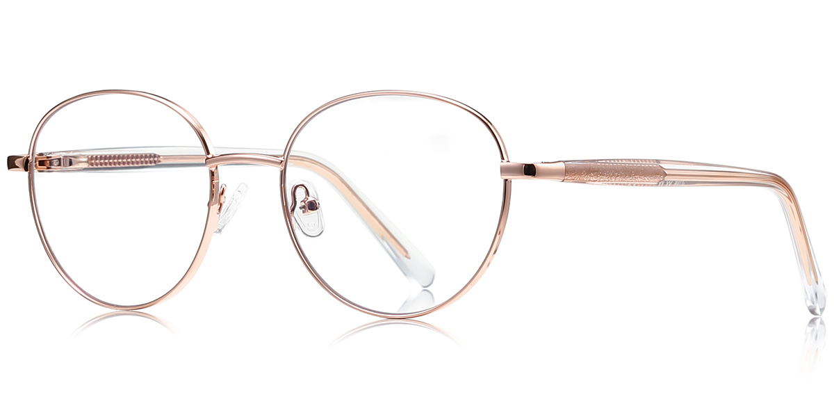 Round Blue Light Blocking Glasses rose_gold