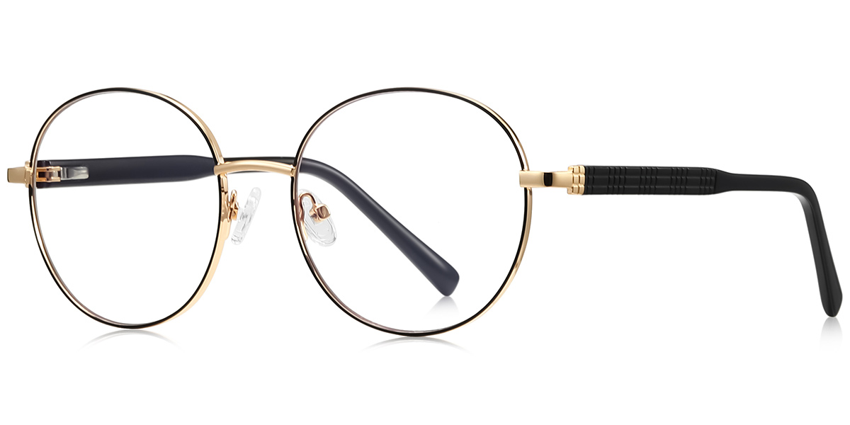 Round Blue Light Blocking Glasses black-gold