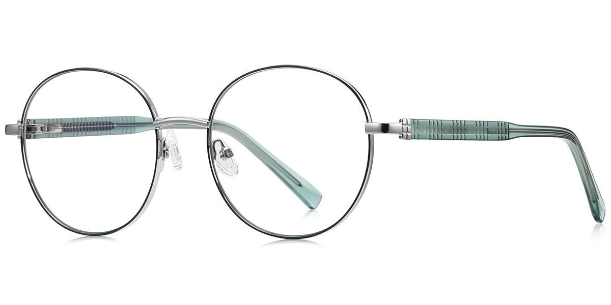Round Blue Light Blocking Glasses green