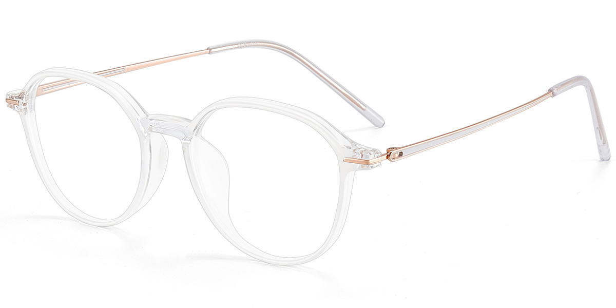 Acetate & Titanium Square Frame translucent-white