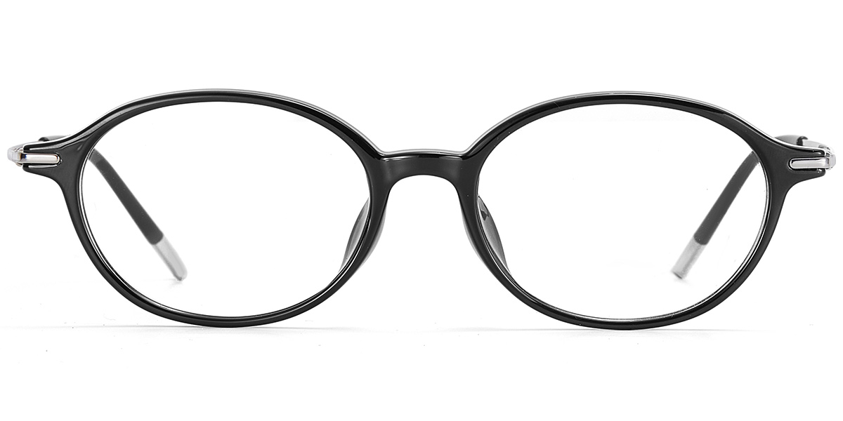 Acetate & Titanium Oval Frame black-silver