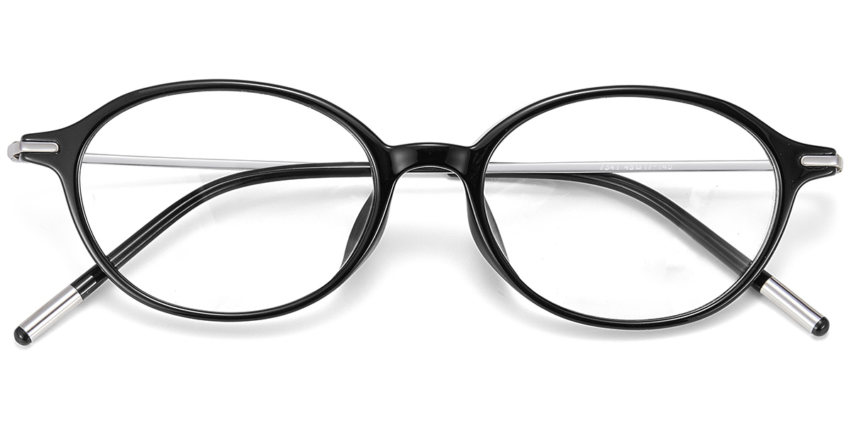 Acetate & Titanium Oval Frame black-silver