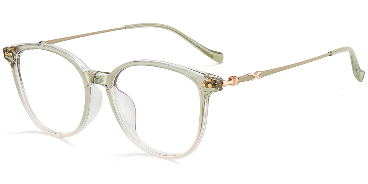 Acetate & Titanium Square Frame gradient_green