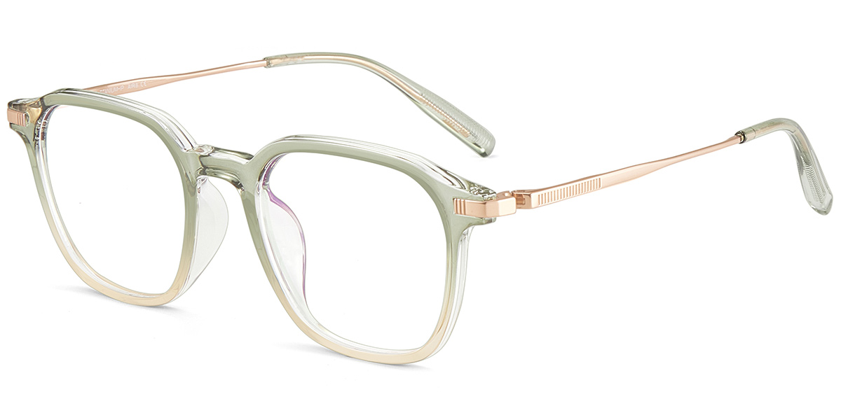 Acetate & Titanium Square Frame gradient_green