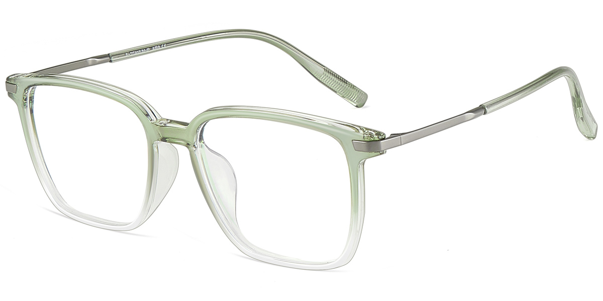 Acetate & Titanium Square Frame gradient_green