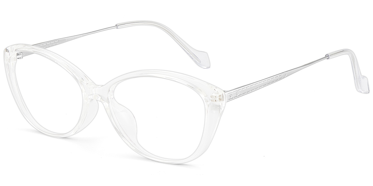 Acetate & Titanium Cat Eye Frame translucent-white