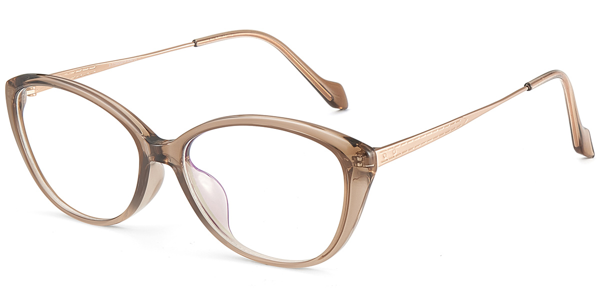 Acetate & Titanium Cat Eye Frame translucent-brown