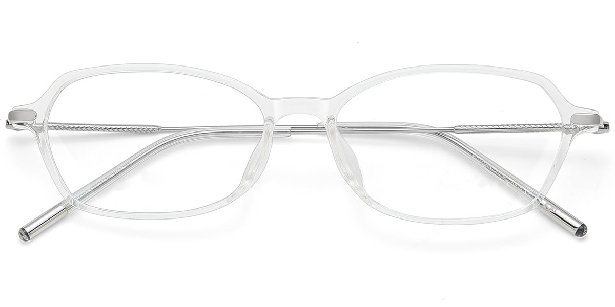Acetate & Titanium Rectangle Frame translucent-white