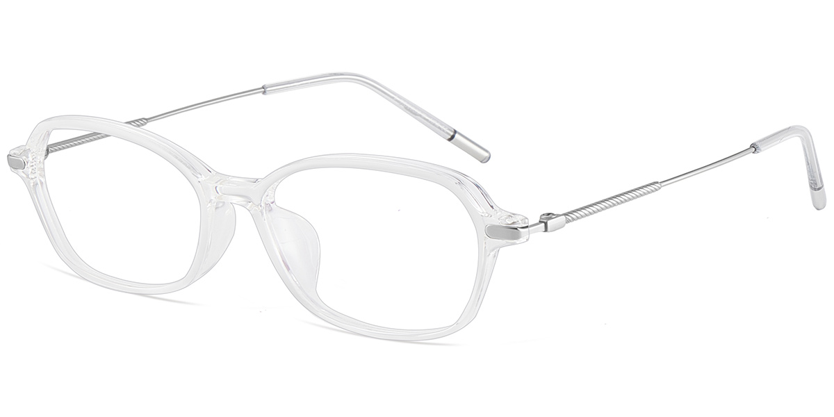 Acetate & Titanium Rectangle Frame translucent-white