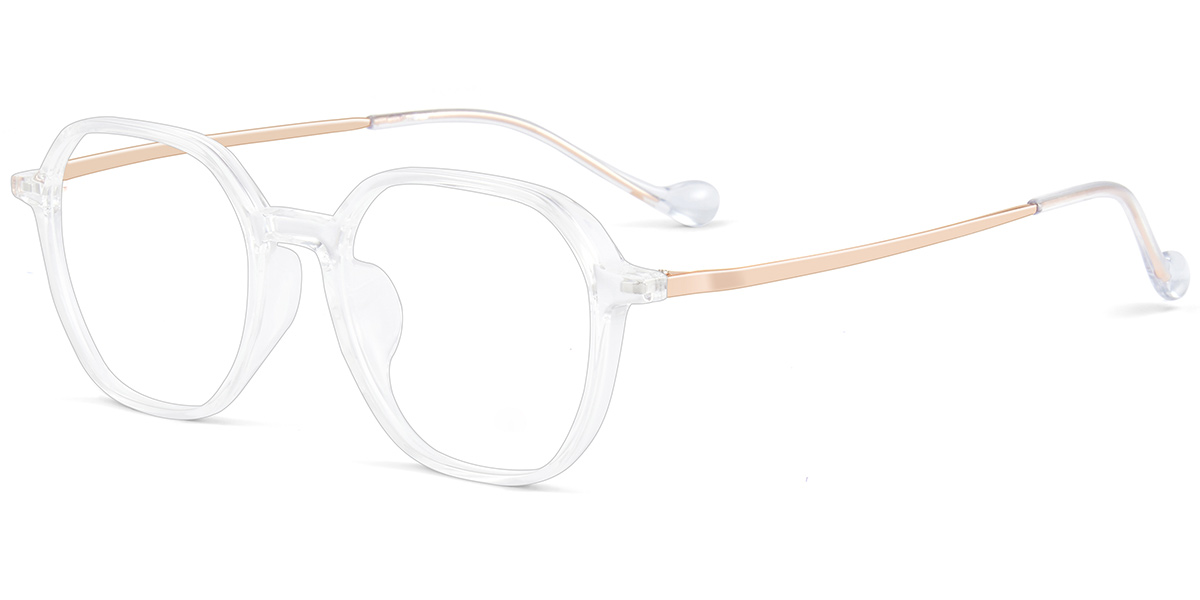 Acetate & Titanium Square Frame translucent-white