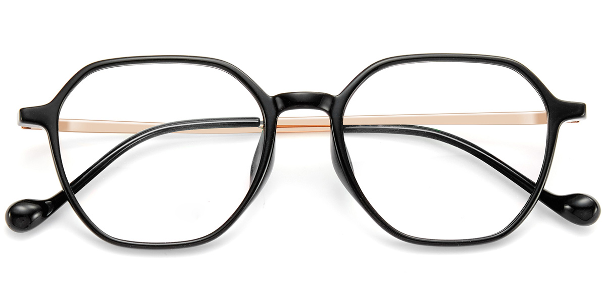 Acetate & Titanium Square Frame black-gold