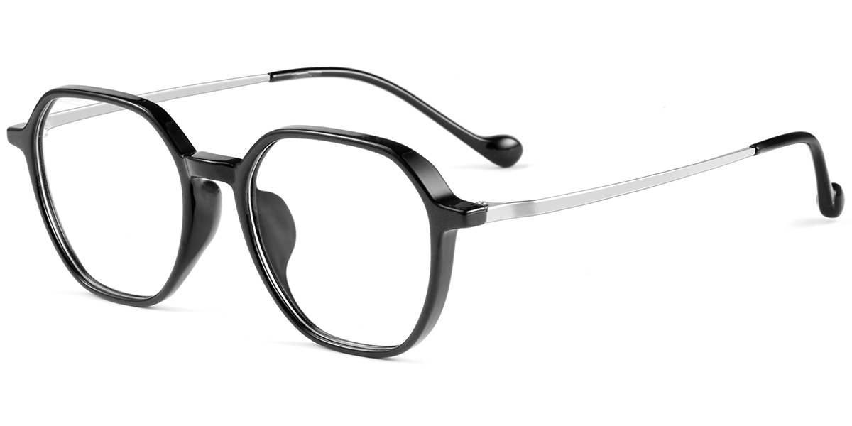 Acetate & Titanium Square Frame black-silver