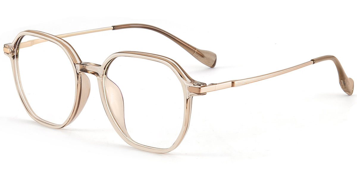 Acetate & Titanium Square Frame translucent-brown