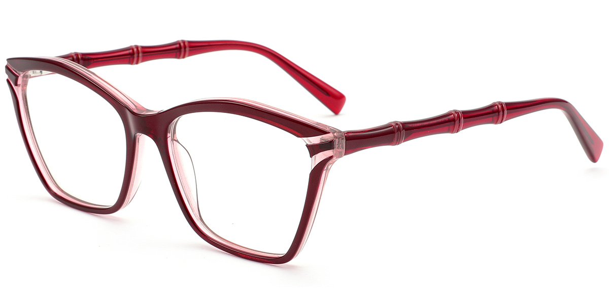 Acetate Square Frame translucent-red