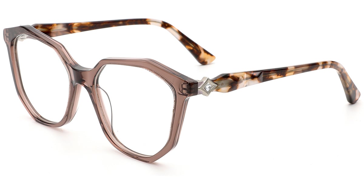 Acetate Geometric Frame translucent-brown