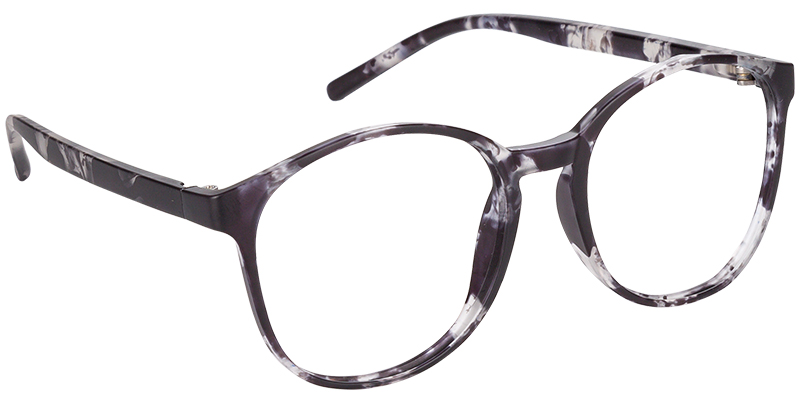 Round Eyeglasses pattern-black