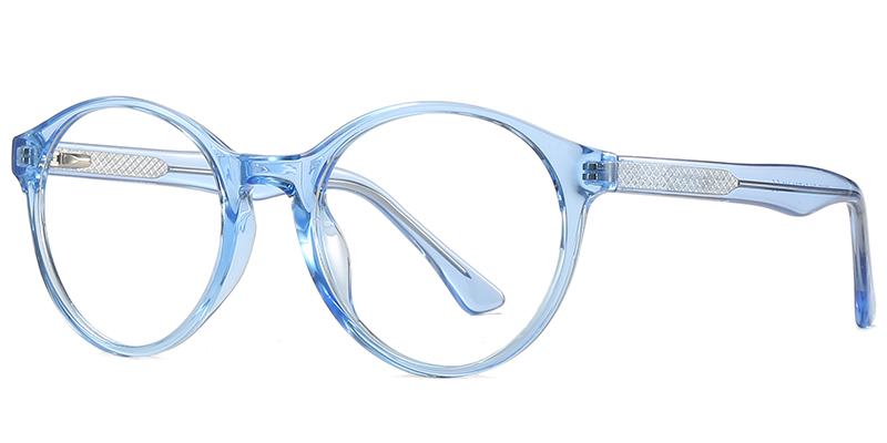 Round Eyeglasses translucent-blue