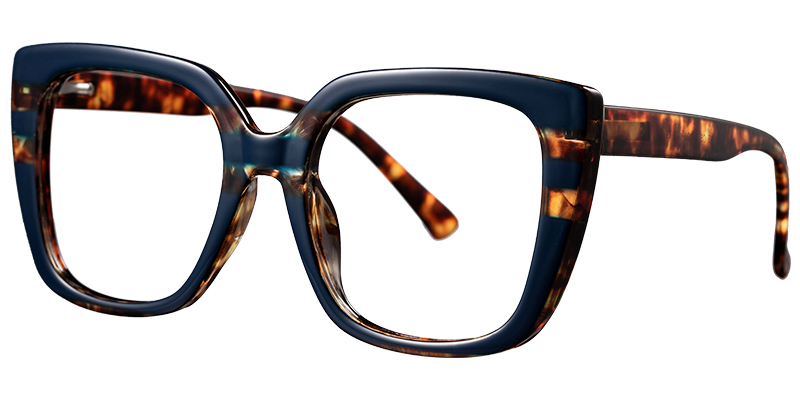 Square Eyeglasses pattern-blue