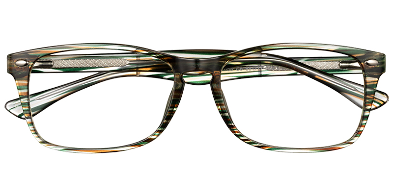 Acetate Rectangle Eyeglasses pattern-green