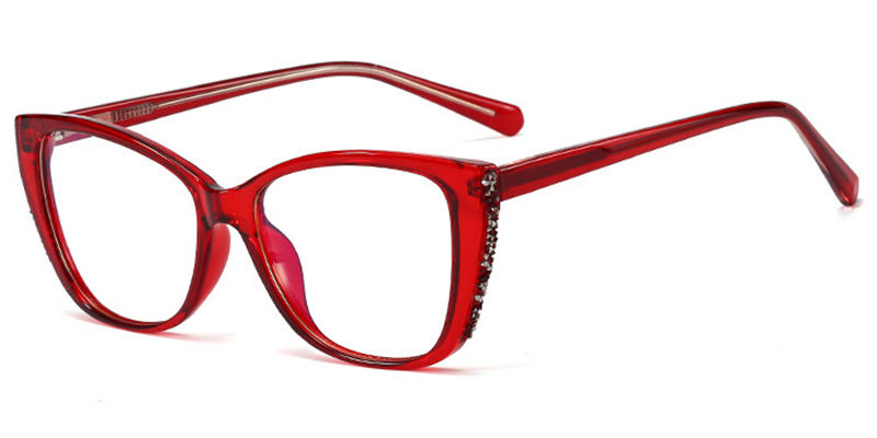Cat Eye Eyeglasses translucent-red