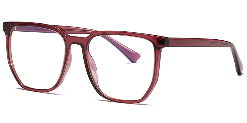 Geometric Eyeglasses translucent-wine_red