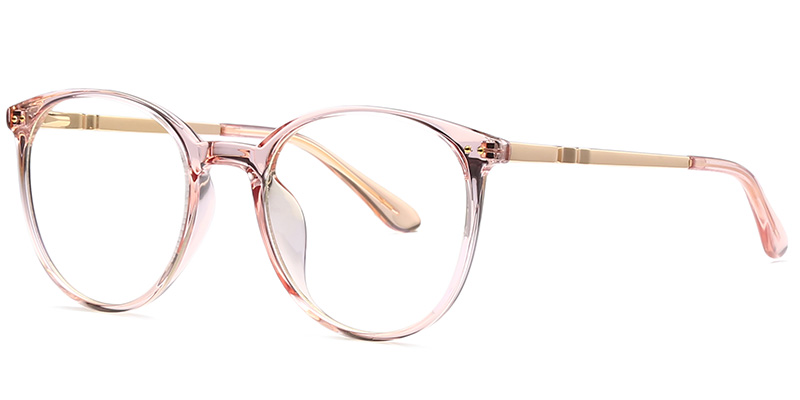 Round Eyeglasses translucent-pink