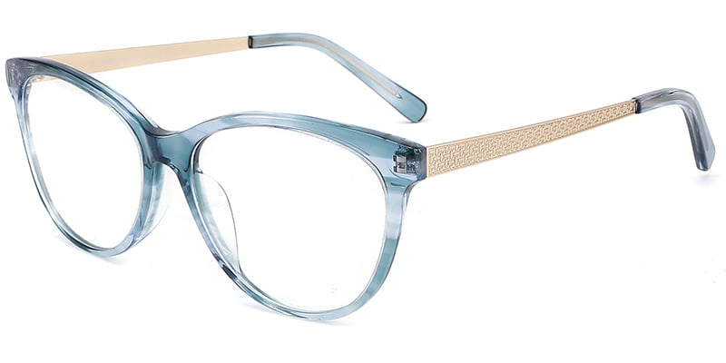 Acetate Oval Frame pattern-blue