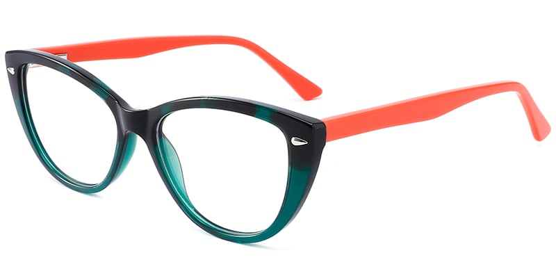 Acetate Cat Eye Frame pattern-green