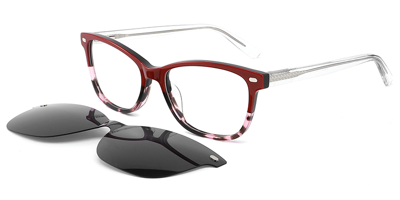 Acetate Rectangle Frame pattern-red