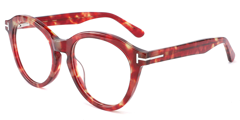 Acetate Oval Frame pattern-red