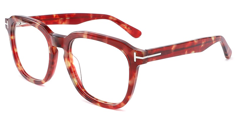 Acetate Square Frame pattern-red