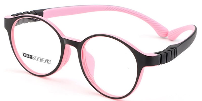 Kids Silica Gel Round Frame black-pink