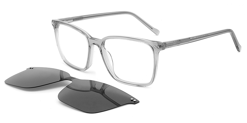 Acetate Rectangle Clip-Ons Frame grey