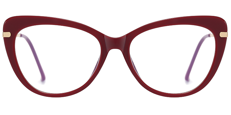Cat Eye Clip-Ons Frame wine_red