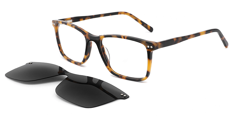 Acetate Rectangle Clip-Ons Frame tortoiseshell-black