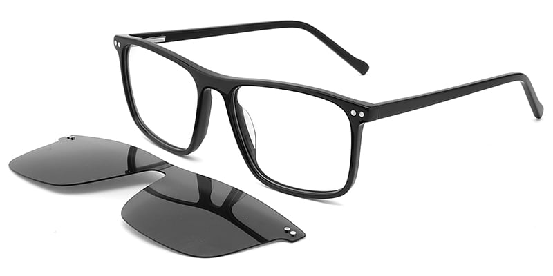 Acetate Rectangle Clip-Ons Frame black