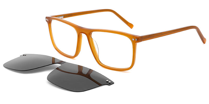 Acetate Rectangle Clip-Ons Frame orange