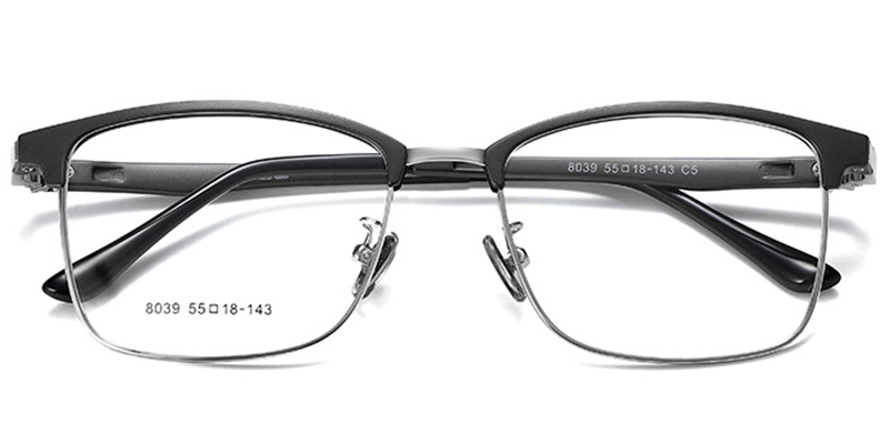 Rectangle Clip-Ons Frame black-silver