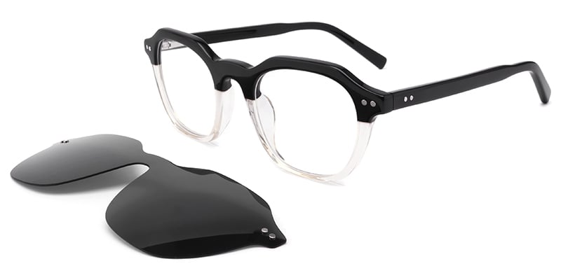 Acetate Rectangle Clip-Ons Frame translucent-black