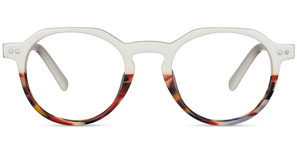 Acetate Oval Frame pattern-white